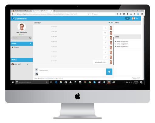 CommuneChat application dashboard image